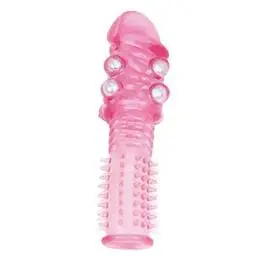 De Luxe Pink Луксозен Пенис Накрайник с Перлени Топчетаснимка 2