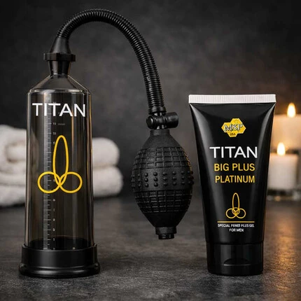 Титан Комплект за уголемяване Titan gel + Титан Пенис помпа