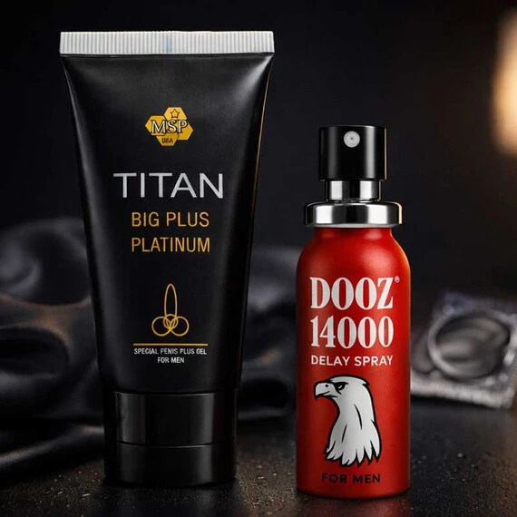 DOOZ 14000 спрей за задържане + Titan gel за уголемяване на пениса