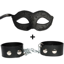 Комплект Венецианска маска и кожени белезници  Секс Комплекти
