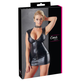 Wet Look Dress with Zip S  Парти и мини рокли