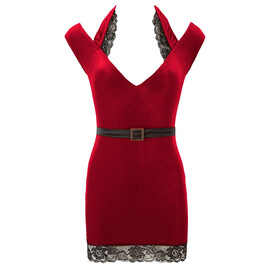 Velvet Dress red L  Парти и мини рокли