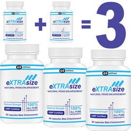 1+1=3 eXTRAsize Капсули за уголемяване на пениса 180капсули  Уголемяване на пениса