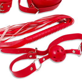 BDSM комплект от 7 части Червен  Секс Комплекти