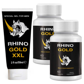 Гел за увеличаване на пениса Rhino Gold XXL + Rhino Капсули за уголемяване на пениса  Уголемяване на пениса
