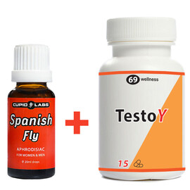 TestoY за Силна Ерекция 15 капсули + Възбуждащи капки Spanish Fly 20ml  Ерекция