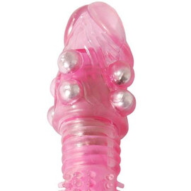 De Luxe Pink Луксозен Пенис Накрайник с Перлени Топчета  Пенис Накрайници
