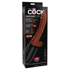 Избутващ вибратор с функция за загряване - King Cock 7.5" Thrusting Cock with Ballsснимка 4