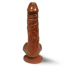 Реалистично дилдо с вибрация - кафяв цвят  Вибриращи дилда