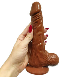 Реалистично дилдо с вибрация - кафяв цвят  Вибриращи дилда