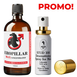 Промо!!! Спрей за задържане Stud 100 + EROPILLAR MAX Concentrated комплексен ефект за мъжко здраве мнения и цена с намаление от sex shop