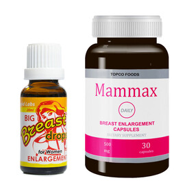 Капсули за уголемяване на бюста Mammax Daily + Капки за уголемяване на бюста Big Breast drops  Уголемяване на бюста