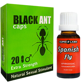 Черна Мравка BLACK ANT 20бр капсули за ерекция + Възбуждащи капки Spanish Fly 20ml  Ерекция