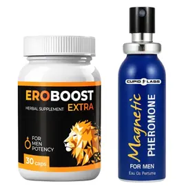 EroBoost Max хапчета за по-силна ерекция + Мъжки парфюм с феромони Magnetic Pheromone мнения и цена с намаление от sex shop