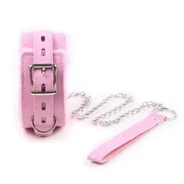 Розов нашийник с водач от кожа универсален размерснимка 2