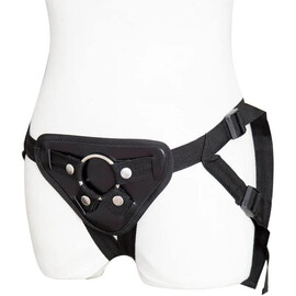 Луксозен пояс за страпон с регулируеми ленти и елегантен черен дизайн