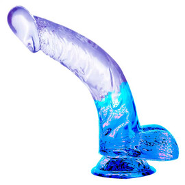 Луксозен извит прозрачен дилдо с цветен акцент