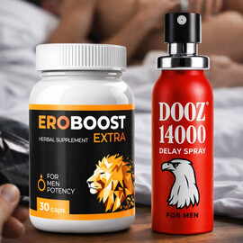 Снимка на EroBoost Max хапчета за по-силна ерекция + DOOZ 14000 спрей за задържане
