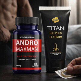 TITAN SET Titan gel за уголемяване на пениса + ANDRO MAXMAN хапчета за уголемяване на пениса