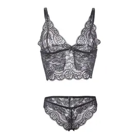 SUBBLIME - 953928 коприна и дантела нощница + бикини черен L/XL