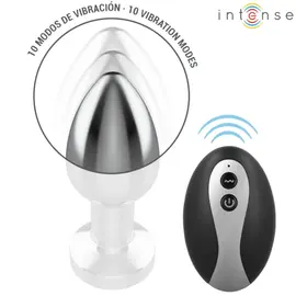 INTENSE - вибриращ метална анална тапа с LED светлини и дистанционно управление - размер Mснимка 2