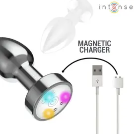 INTENSE - вибриращ метална анална тапа с LED светлини и дистанционно управление - размер Mснимка 4