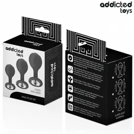 ADDICTED - Комплект OF 3 анална тапа силиконов с бижутериен детайлснимка 5