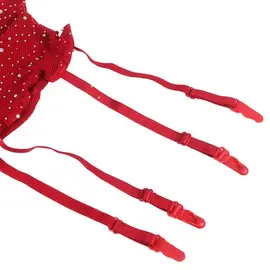 SUBBLIME - 952181 мрежест боди чорапогащник с GLOVES и диаманти червен универсален размерснимка 2