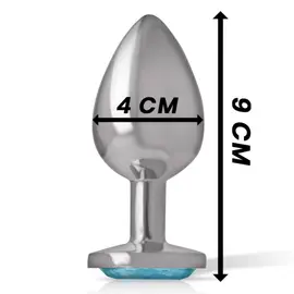 INTENSE - ALUMINUM метален ANAL PLUG с син CRYSTAL SIZE Lснимка 3