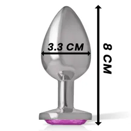 INTENSE - ALUMINUM метален ANAL PLUG с розов CRYSTAL SIZE Mснимка 3