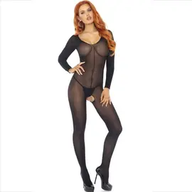 LEG AVENUE - Боди чорапогащник дълъг ръкав черенснимка 4