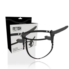 FETISH SUBMISSIVE HARNESS - Двоен PENETRATION черен вибратор