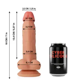 CYBER SILICOCK - JUDE ULTRA реалистичен SOFT LIQUID силиконов 18 см -O- 3.2 см