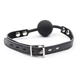 OHMAMA FETISH - Силиконов BALL гег с LEATHER BELT (PADLOCK включен)