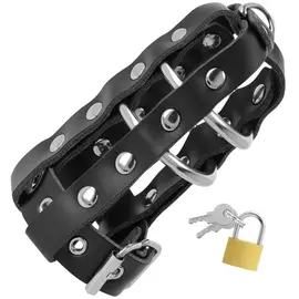 DARKNESS - LEATHER CHASTITY CAGE с LOCKснимка 2