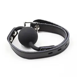 OHMAMA FETISH - Силиконов BALL гег с LEATHER BELT (PADLOCK включен)снимка 2
