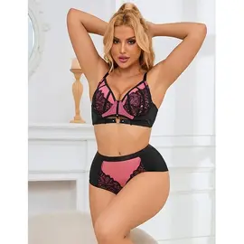 SUBBLIME - 955588 розов PATENT LEATHER мрежа ZIPPER сутиен комплект L/XLснимка 3