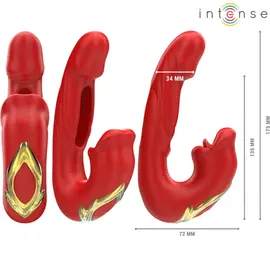 INTENSE - NATHY двоен вибратор с MULTIFUNCTION STIMULATING MOUTH червенснимка 3