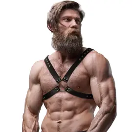 FETISH SUBMISSIVE ATTITUDE - MENS CROSS CHEST ECO-LEATHER харнесснимка 4