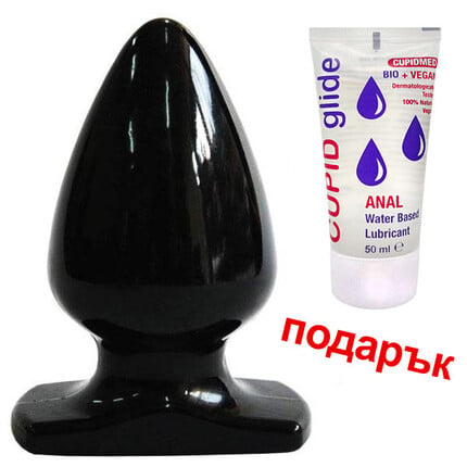 Промо!!! Анален разширител Black Jelly Plug + Анален лубрикант Cupid Glide Anal Bio Vegan 50ml