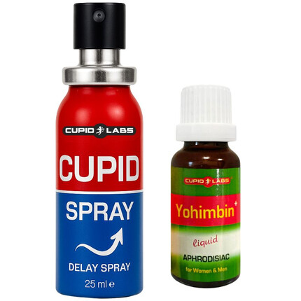 Задържащ спрей за мъже Cupid Spray и Възбуждащи капки Yohimbin