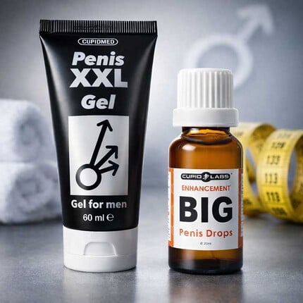 Гел за уголемяване на пениса PENIS XXL GEL 60мл + Капки за уголемяване на пениса BIG PENIS DROPS
