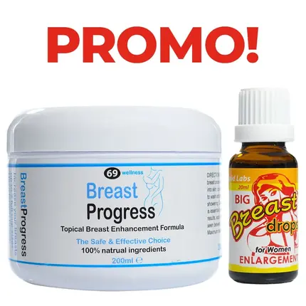 Breast Progress гел за уголемяване на гърдите + Капки за уголемяване на бюста Big Breast drops