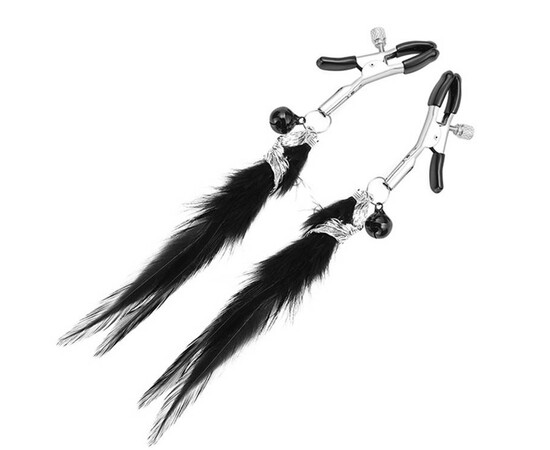 Щипки за зърна Nipple Clamps With Feathers Black мнения и цена с намаление от sex shop