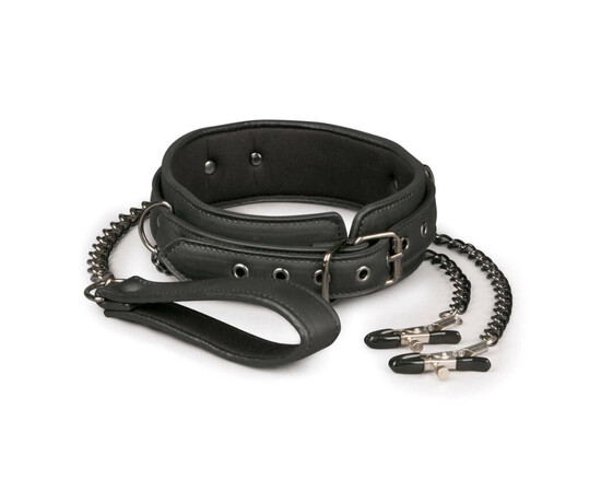Нашийник Leather Collar With Nipple Chains мнения и цена с намаление от sex shop