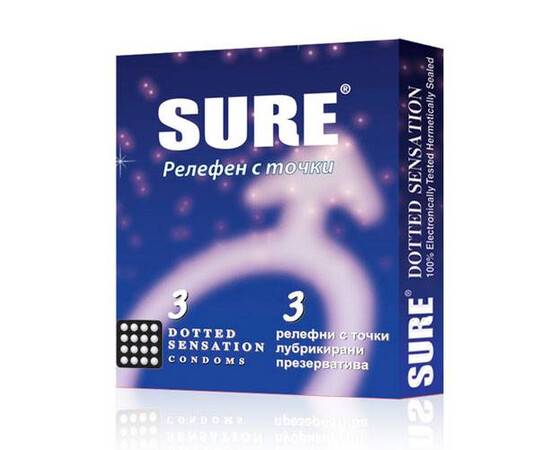 Релефни презервативи с точки Sure Dotted мнения и цена с намаление от sex shop