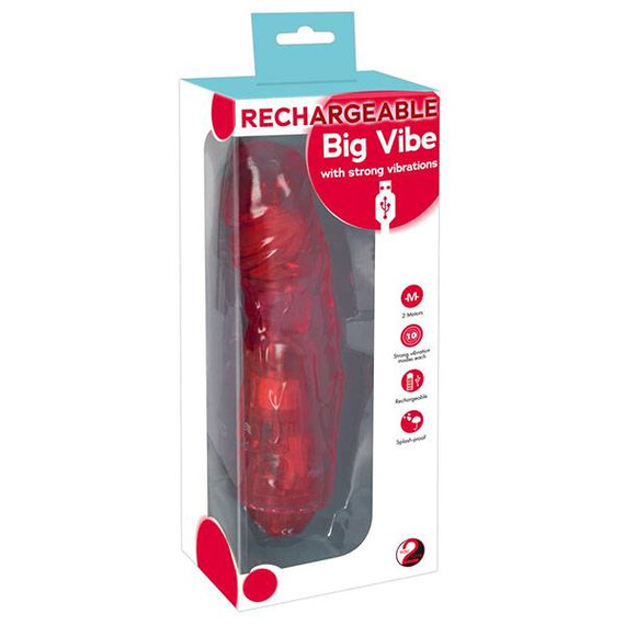 Силиконов вибратор със силна вибрация Big Vibe RED  Grosshandel
