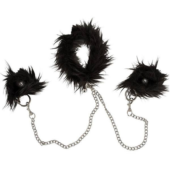 Комплект белезници и нашийник с пух Bad Kitty  Комплекти