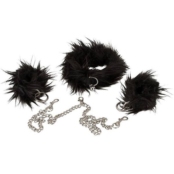 Комплект белезници и нашийник с пух Bad Kitty  Комплекти