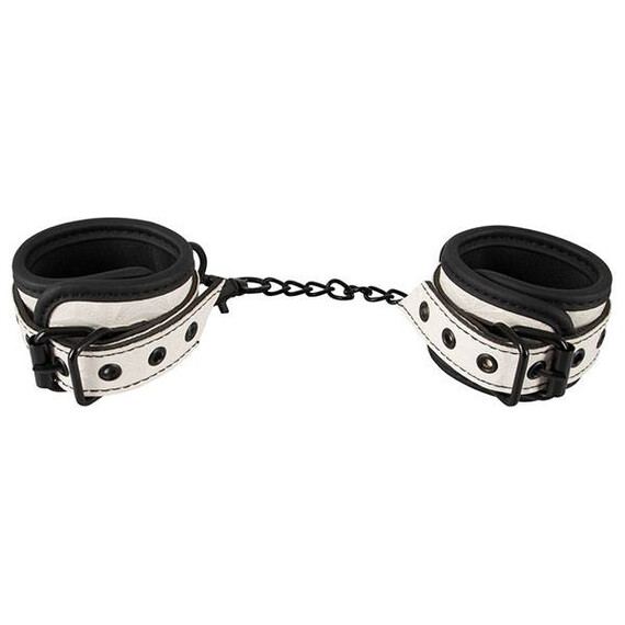 Бели кожени белезници Bad Kitty  Белезници